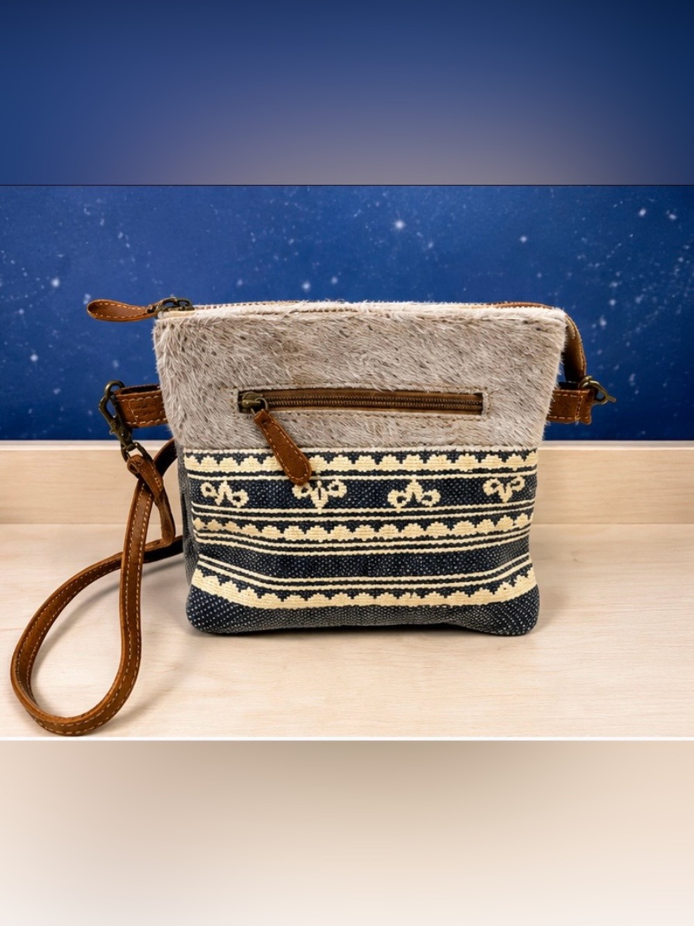 Myra Bag Hair-On Hide & Woven Crossbody Wristlet